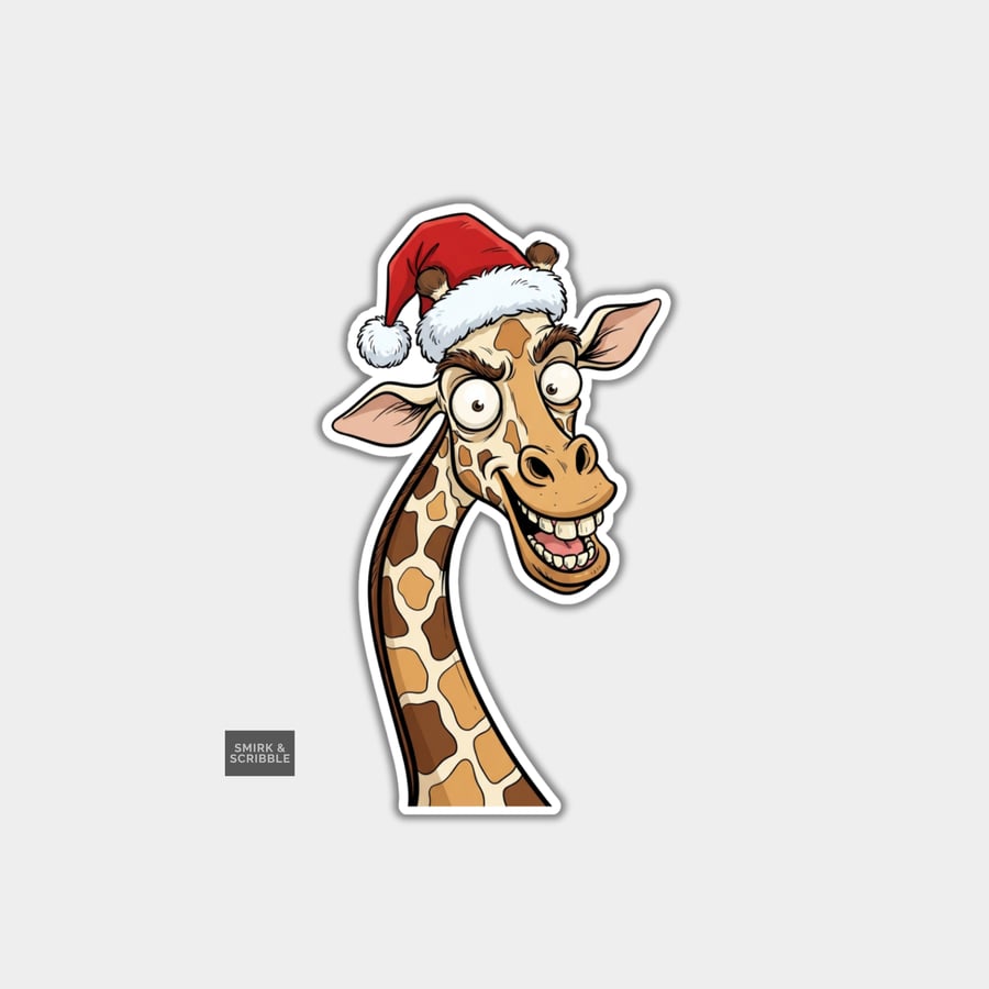 Unique Funny Christmas Sticker Xmas Decal For Adults - Cheeky Posing Giraffe