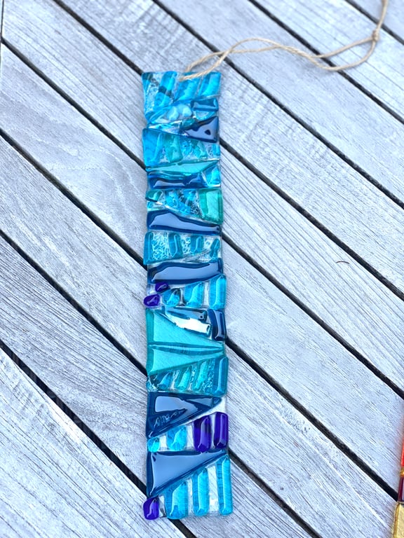 Fused glass wish stick, glass hanging suncatcher 