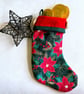 Mini Christmas Stocking (Cream holly print vs Green Poinsettia print)
