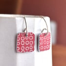 Red square drop earrings