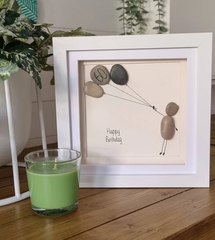 Personalied Birthday Pebble Picture 8" x 8"