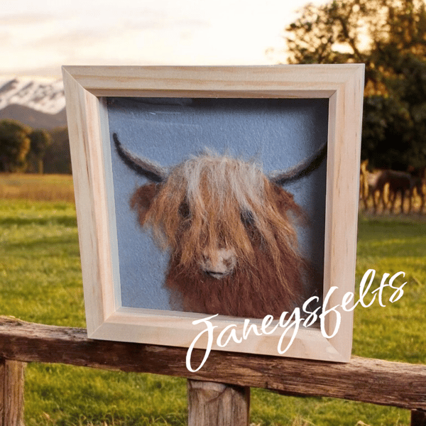 2d needle felted highland cow 