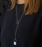 Recycled sterling silver wire lariat style necklace - geometric jewellery  - Image 2