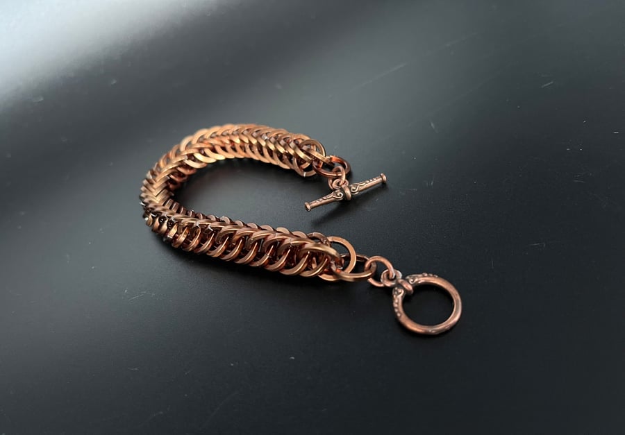 Antique bronze chainmaille bracelet