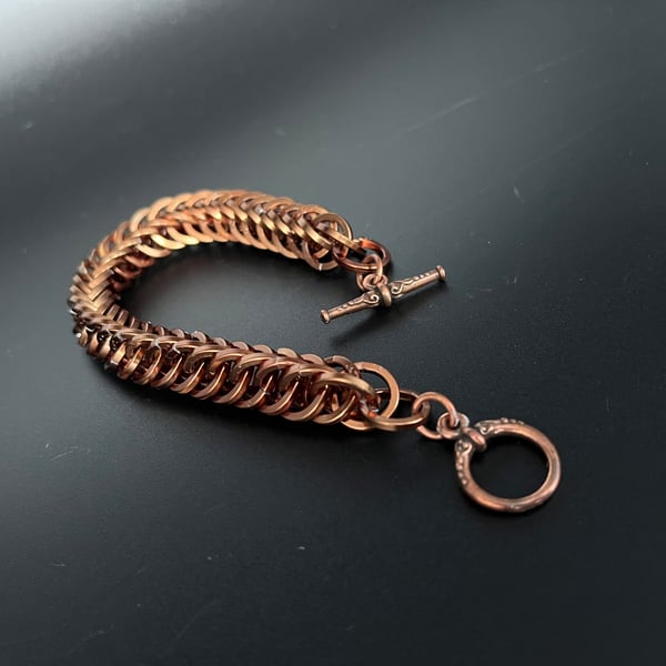Antique bronze chainmaille bracelet