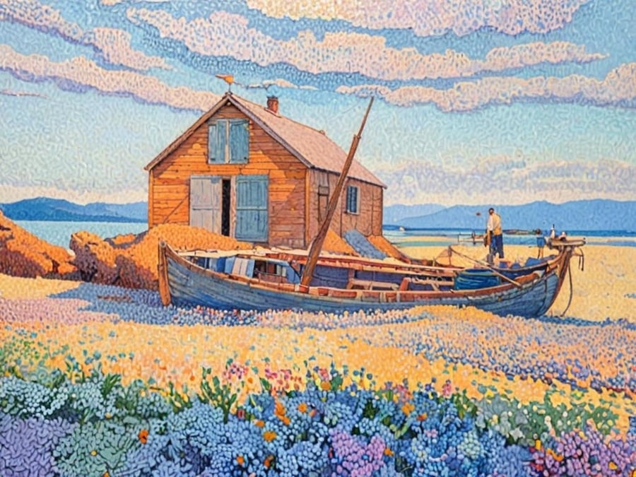 A4 Print Old Boat Yard North Norfolk