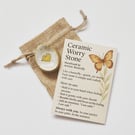 Ceramic Worry Stone – White Gloss with Yellow Heart