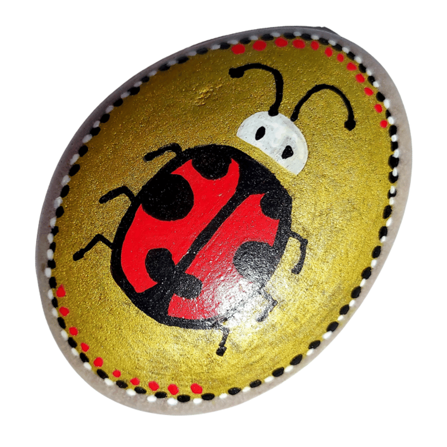 Ladybird Stone Painted Pebble Rock Garden Folksy