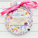 Personalised Teacher Gift Hoop, Rainbow Thank You Keepsake, End Of Term UK