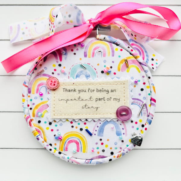 Personalised Teacher Gift Rainbow Hoop Thank You For Being Part Of My Story End 