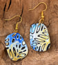 Bright Blue, Sand and White Mokume Gane Earrings - Image 2