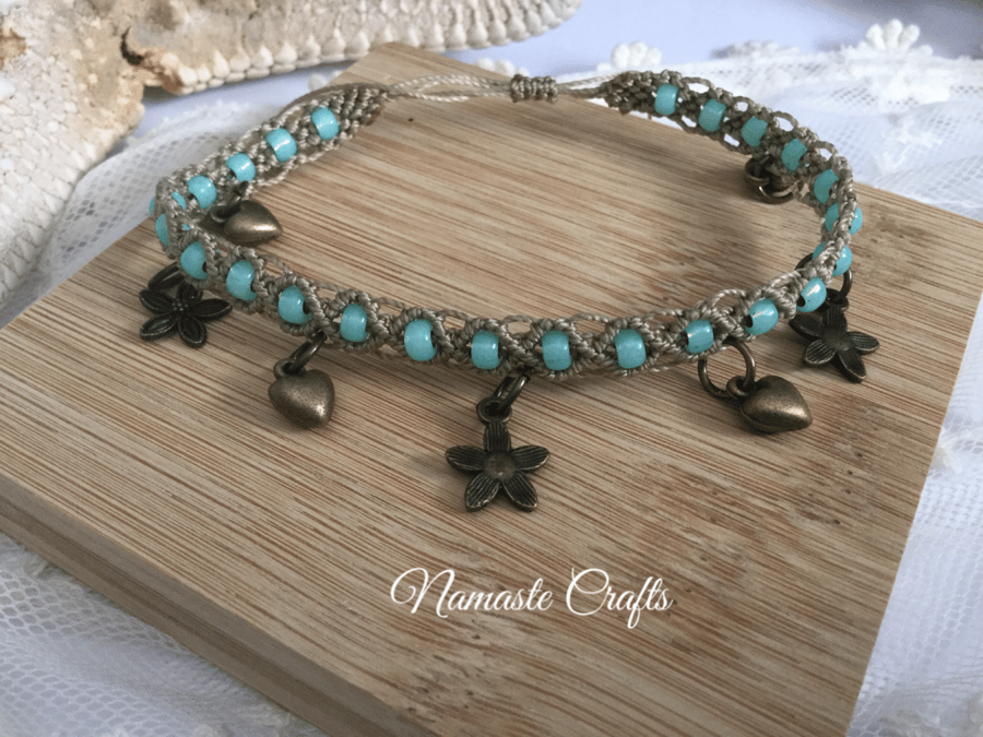 Charm anklet, summer anklet, boho anklet, summer holiday, charm ankle bracelet 