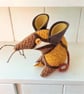 PATCHES Retro Mouse in Brown and Mustard 50s 60s Barkcloth VIntage Fabric
