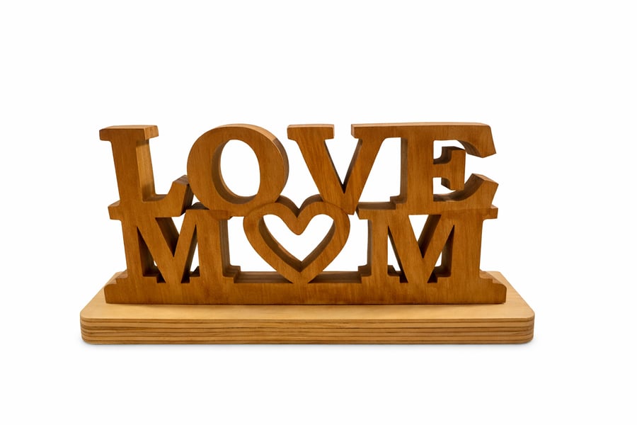 Wooden Love Mum Sign – Handmade Mother’s Day Gift – Freestanding Rustic Home Dec