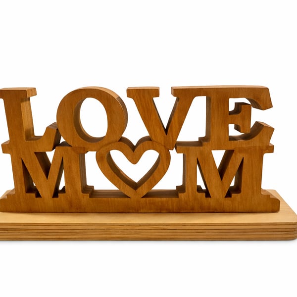Wooden Love Mum Sign – Handmade Mother’s Day Gift – Freestanding Rustic Home Dec