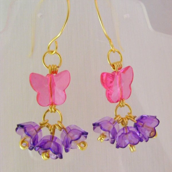 Tulip and Butterfly Earrings