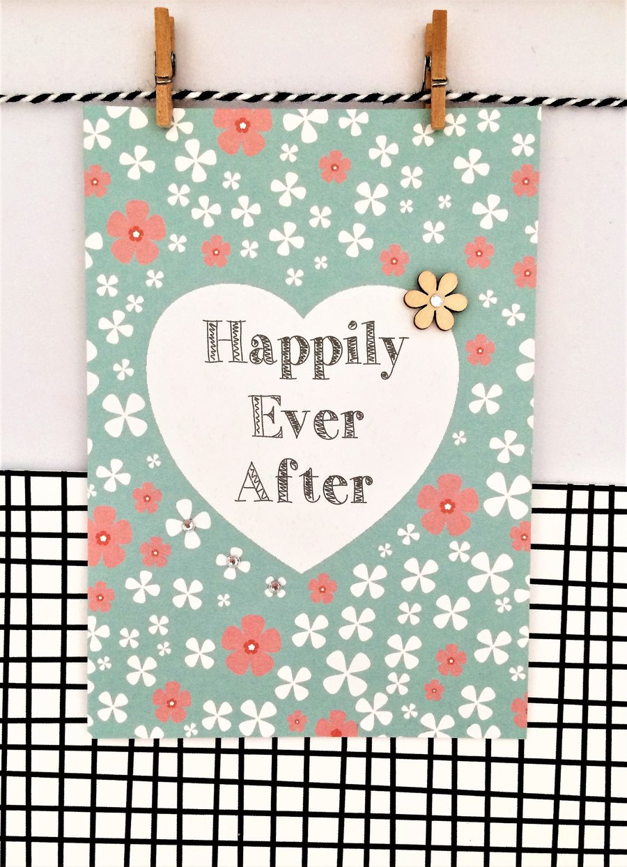 Wedding Card - Happily Ever After - Handmade Card - Luxury Card - Wildflower See