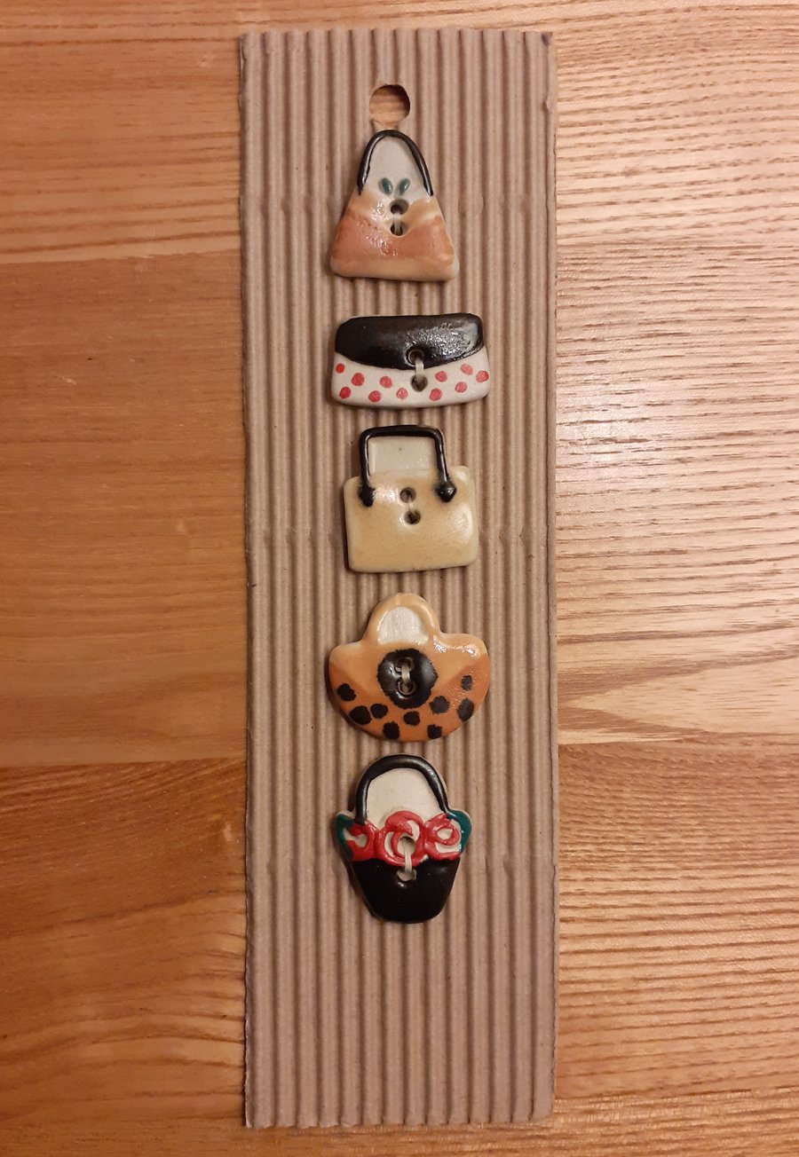 Set of 5 ceramic handbag buttons