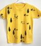 Reindeer and fir trees kids printed cotton yellow T shirt size 7-8 years - Image 1