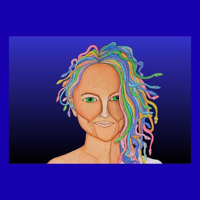 Rainbow Medusa - Pack of 5 A6 Notecards