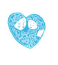Sweet Heart  in pale   Small Blue Lino Print - Mothers Day Gift - Image 1