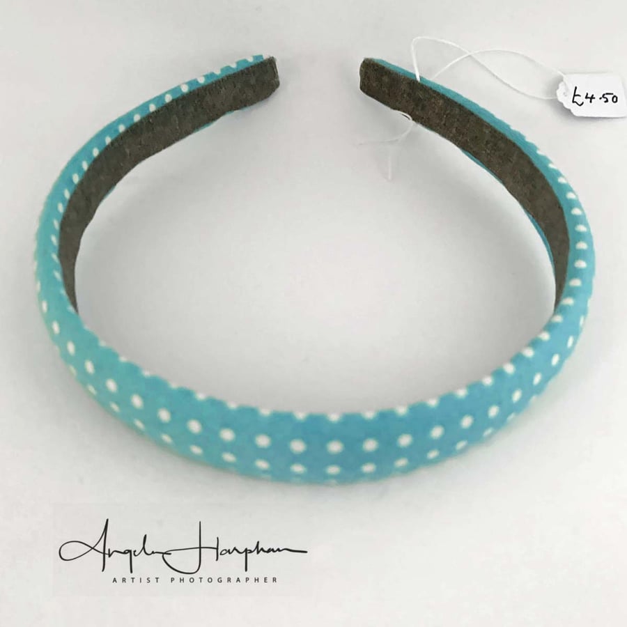 An Adult size Headband -  Spotty in Turquoise