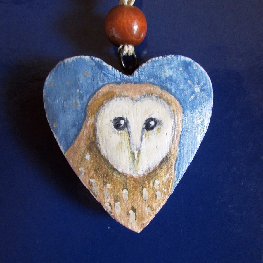 Barn Owl Hanging Heart