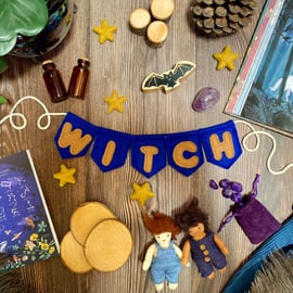 Witch Magic School Blue & Bronze House Colours Mini Bunting Garland