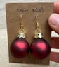 Frosted Dark Red Glass Bauble Earrings - Upcycled from Secondhand Finds - Image 2