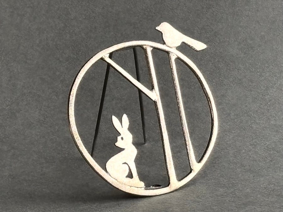 Edge of the woods hare brooch