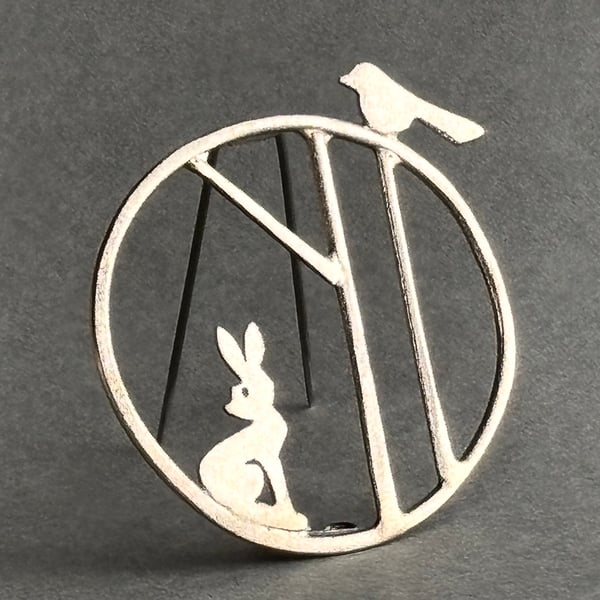 Edge of the woods hare brooch