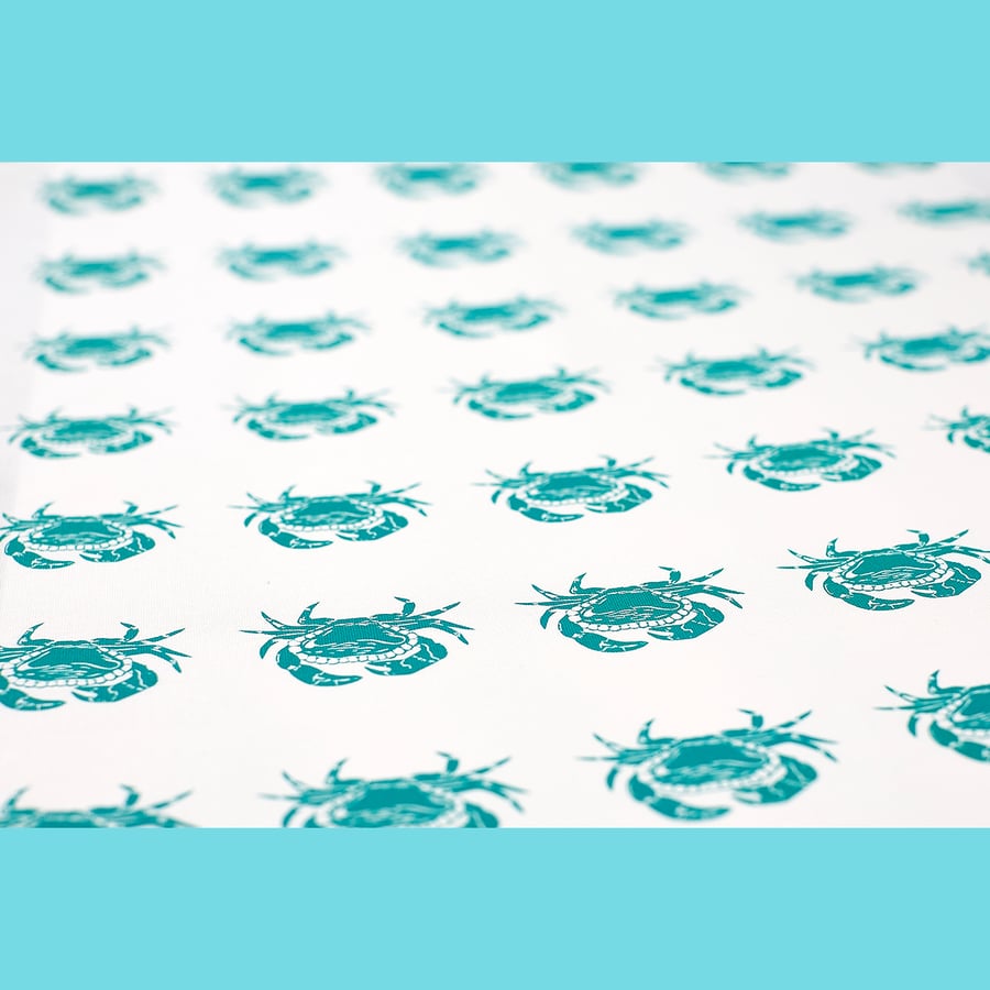 Aqua Blue Crab Tea Towel