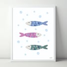 Fun Fish A4 Art Print