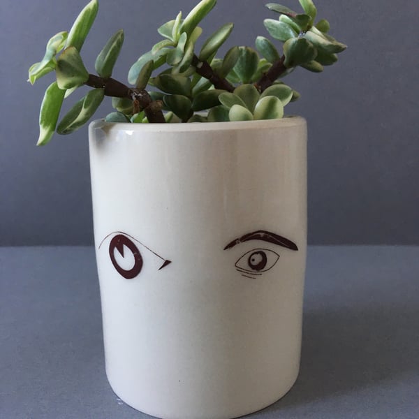 Eye, Eye Cup. Pot. Ceramic.Handmade.Gift. Novelty. Tea light.