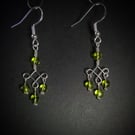 Delicate wire design beaded earrings (pair)