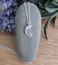 Handmade Fine Silver Crescent Moon Pendant Necklace Tidal Design