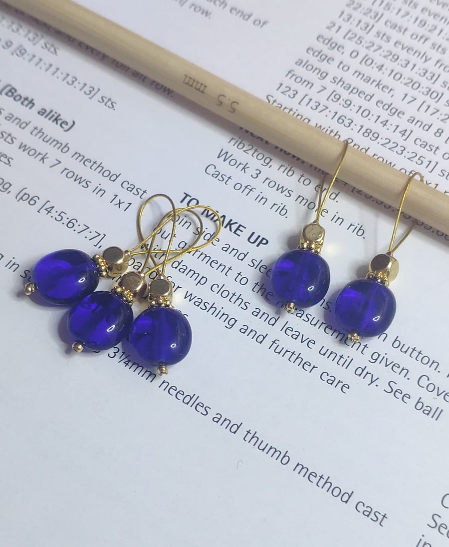 Blue Glass stitch markers