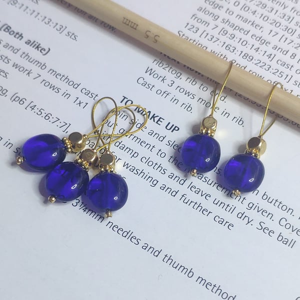 Blue Glass stitch markers
