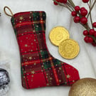 Small Fabric Stocking, Small Gift, Tree Decoration, Traditional Christmas