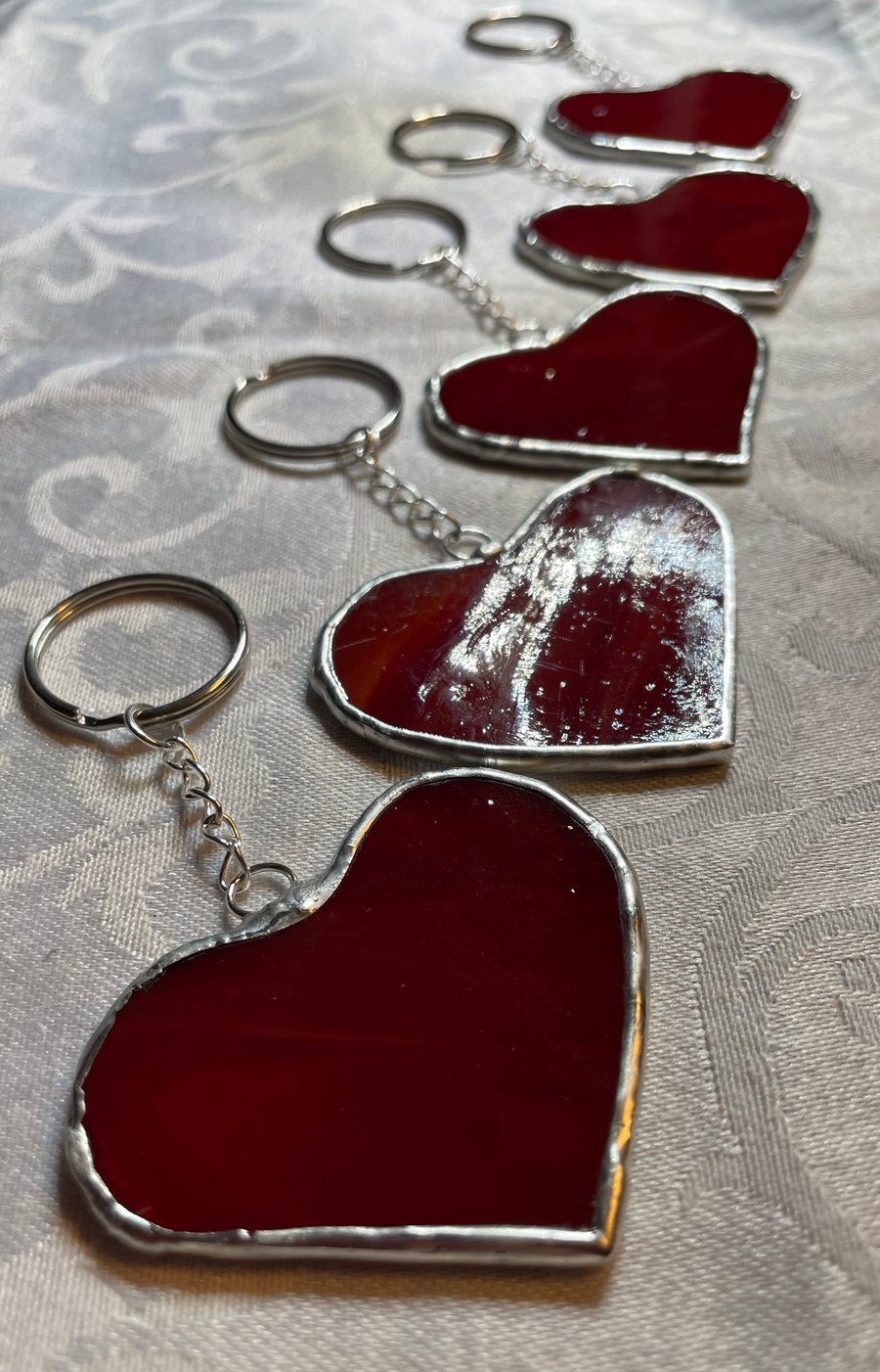 Stained glass love heart keyring or bag charm