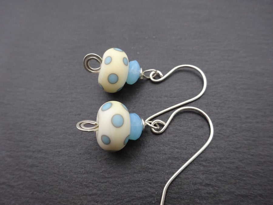 sterling silver earrings, lampwork glass beads