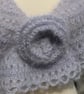 Pretty triangular lace shawl in vintage silver grey Mohair yarn - design A516 - Image 5