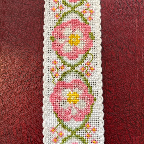 Dog Rose Counted Cross Stitch Bookmark Kit