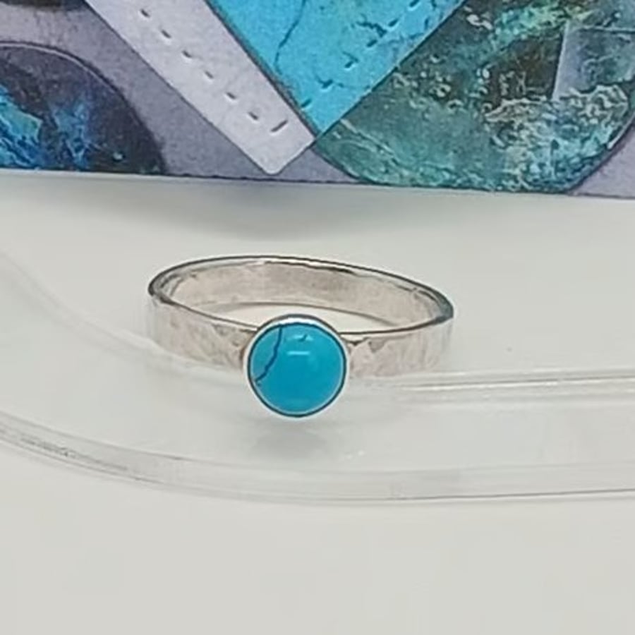 Turquoise Sterling Silver Ring size N gift wrapped December Birthstone