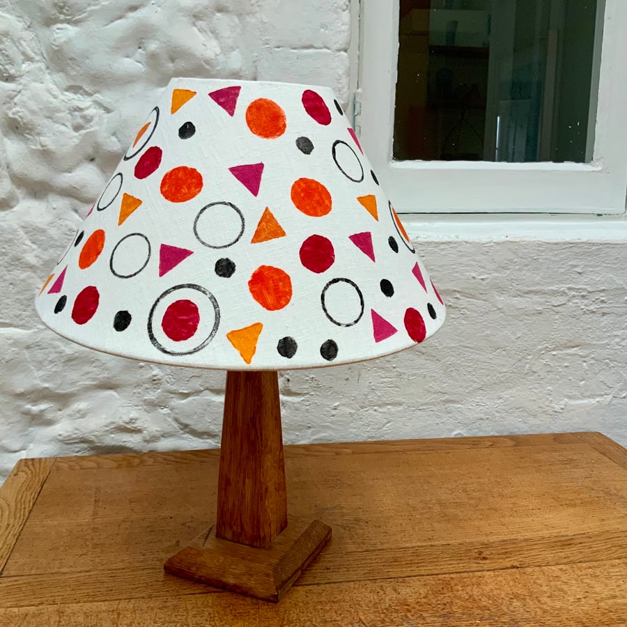 SIXTY'S RED - Hand Block Printed, Designer Lampshade from Devon.