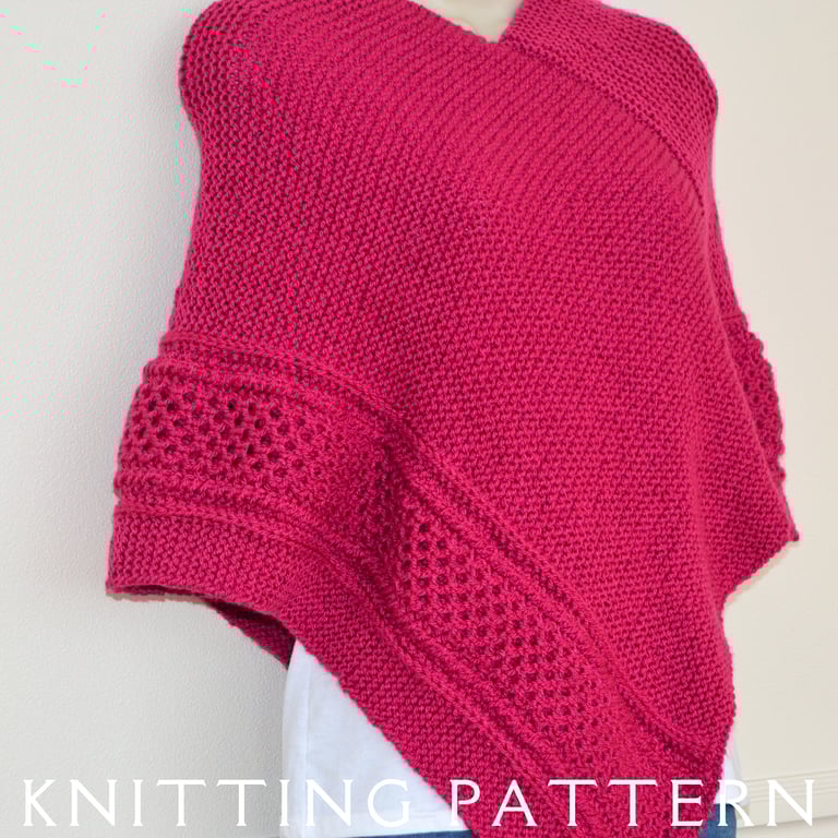 The Honeycomb Poncho Knitting Pattern PDF Version By Email