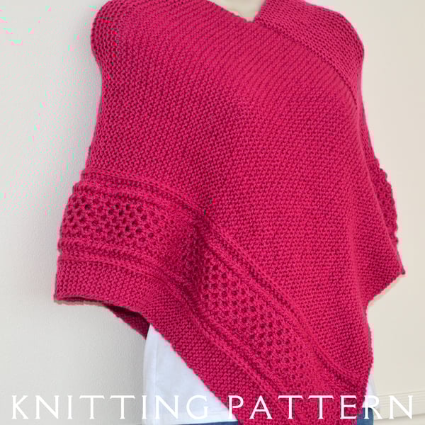 The Honeycomb Poncho Knitting Pattern PDF Version By Email