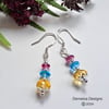 London Blue Topaz & Pink Topaz & Citrine Sterling Silver Earrings 