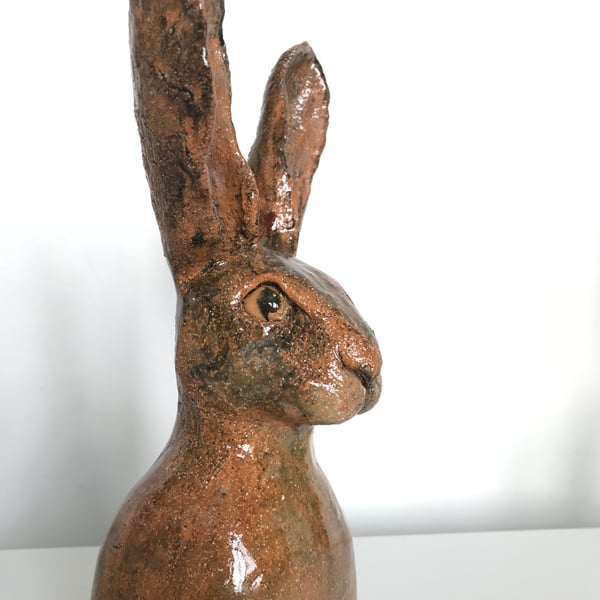 Handmade ceramic hare bust