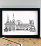 Armagh Landmarks Skyline Art Print - Image 2